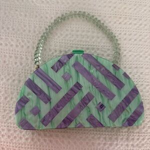 Anthropologie Mint Green and Lavender Clutch